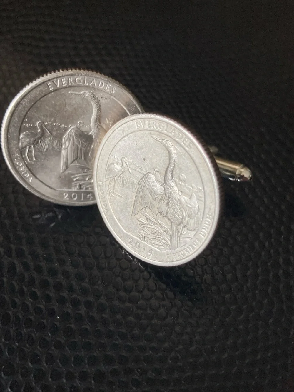 2014 Everglades National Park Quarter Cufflinks Florida Bird Coin Handmade Men’s